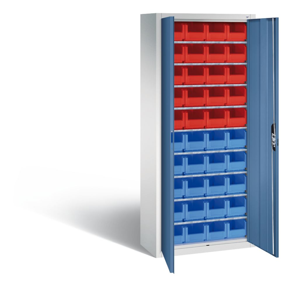 Produktbild C+P Magazinschrank mit 40 Sichtlagerkästen fernblau 700 x 300 x 1690 mm bild 2
