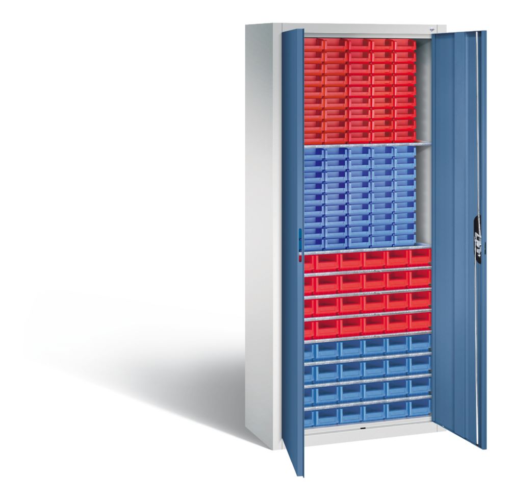 Produktbild C+P Magazinschrank 138 Lagerkästen Stahltüren in fernblau 700 x 300 x 1690 mm bild 2