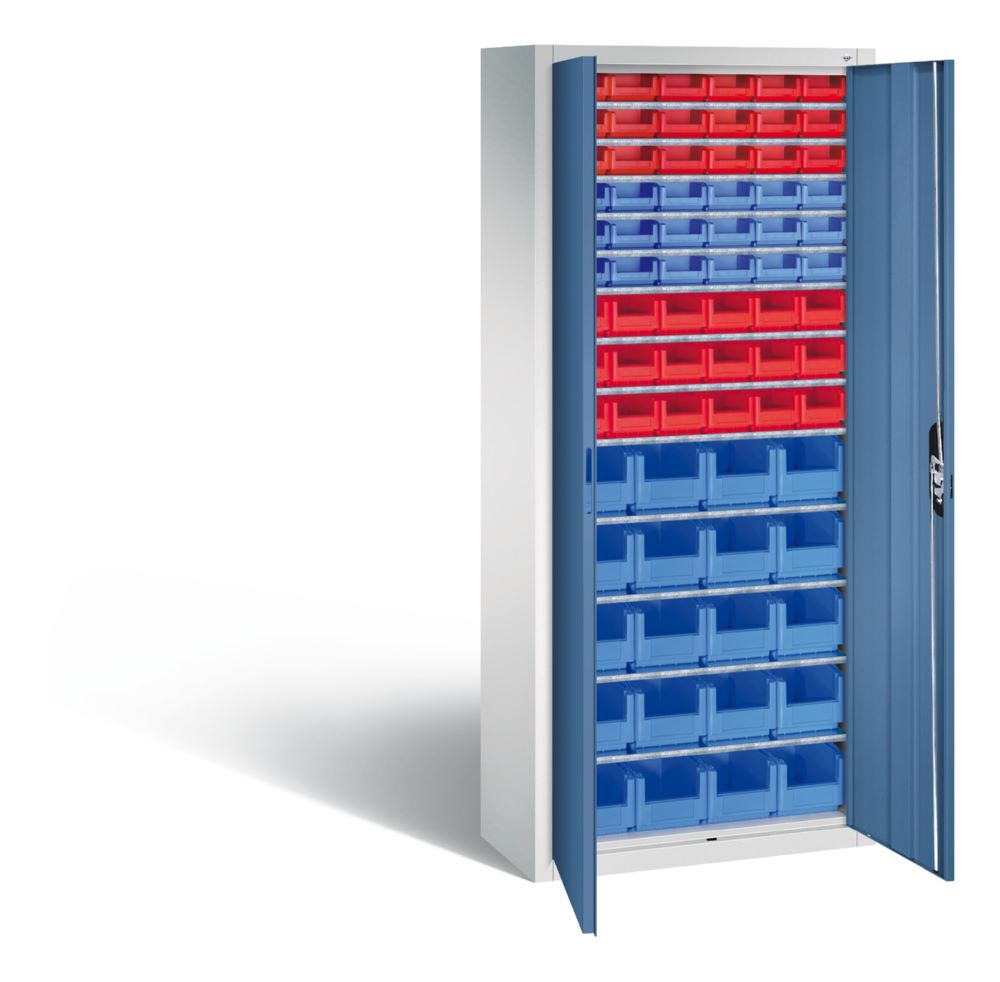 Produktbild C+P Magazinschrank Serie 13 mit 74 Lagerkästen fernblau 700 x 300 x 1690 mm bild 2