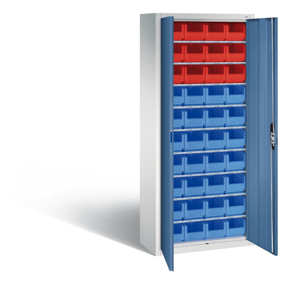 Produktbild C+P Magazinschrank aus Stahl mit Lagerkästen fernblau 700 x 300 x 1690 mm bild 2