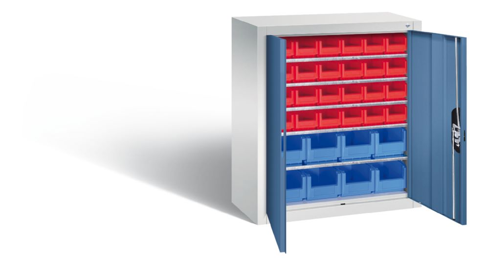 Produktbild C+P Magazinschrank mit Lagerkästen und Schloss fernblau 700 x 300 x 830 mm bild 2