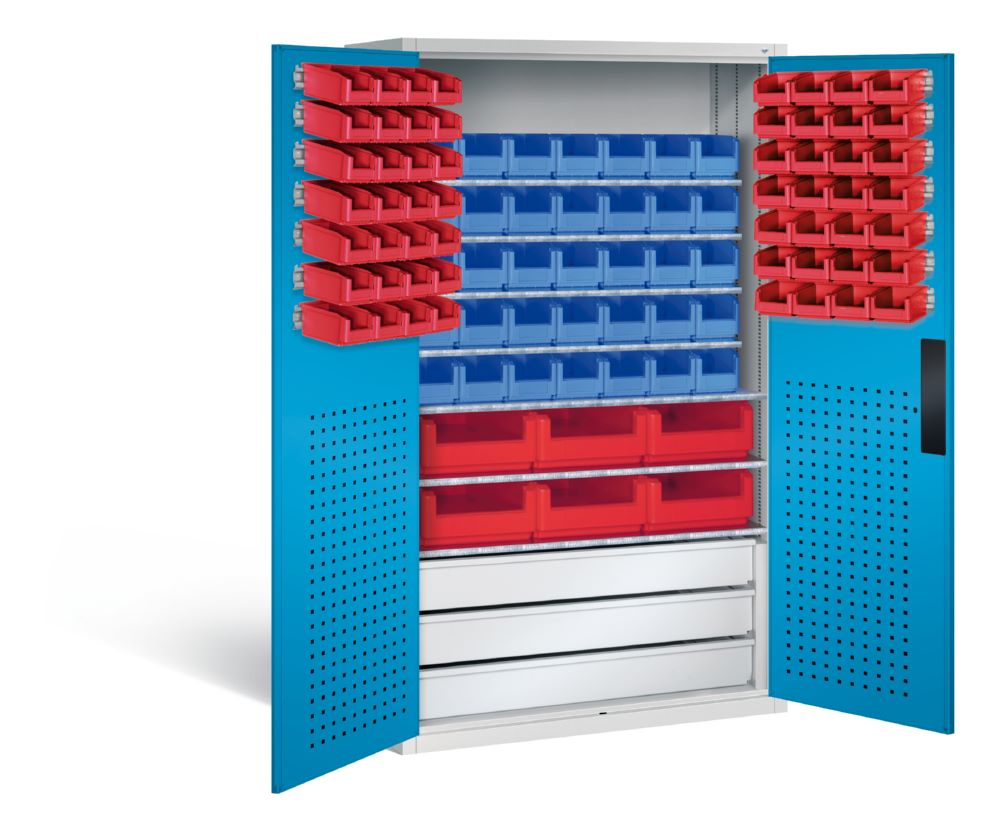 Produktbild C+P Magazinschrank mit 97 Sichtlagerkästen H 1950 mm lichtgrau lichtblau bild 2
