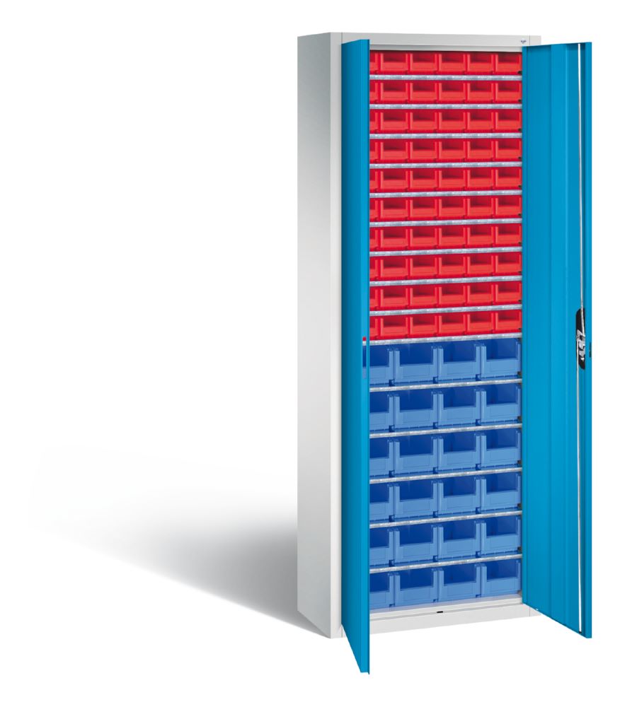 Produktbild C+P Magazinschrank mit 84 Lagerkästen Türen in lichtblau 700 x 300 x 1980 mm bild 2