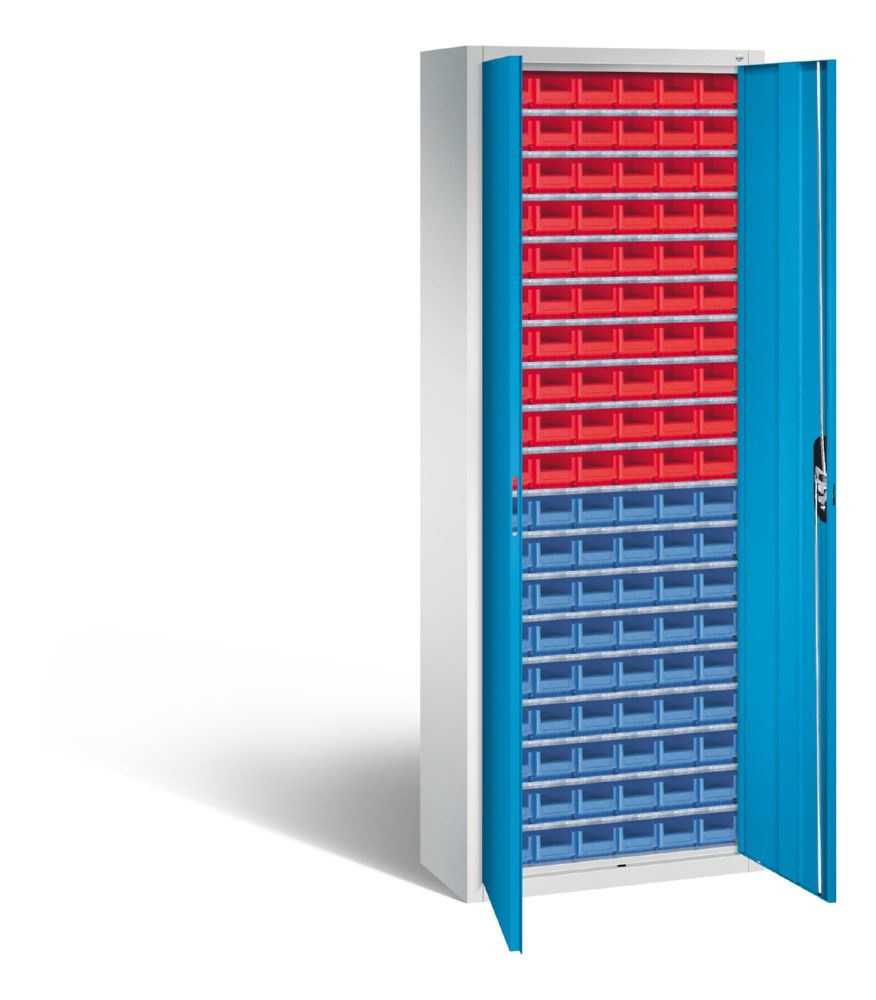 Produktbild C+P Magazinschrank aus Serie 13 mit 114 Lagerkästen lichtblau 700 x 300 x 1980 mm bild 2