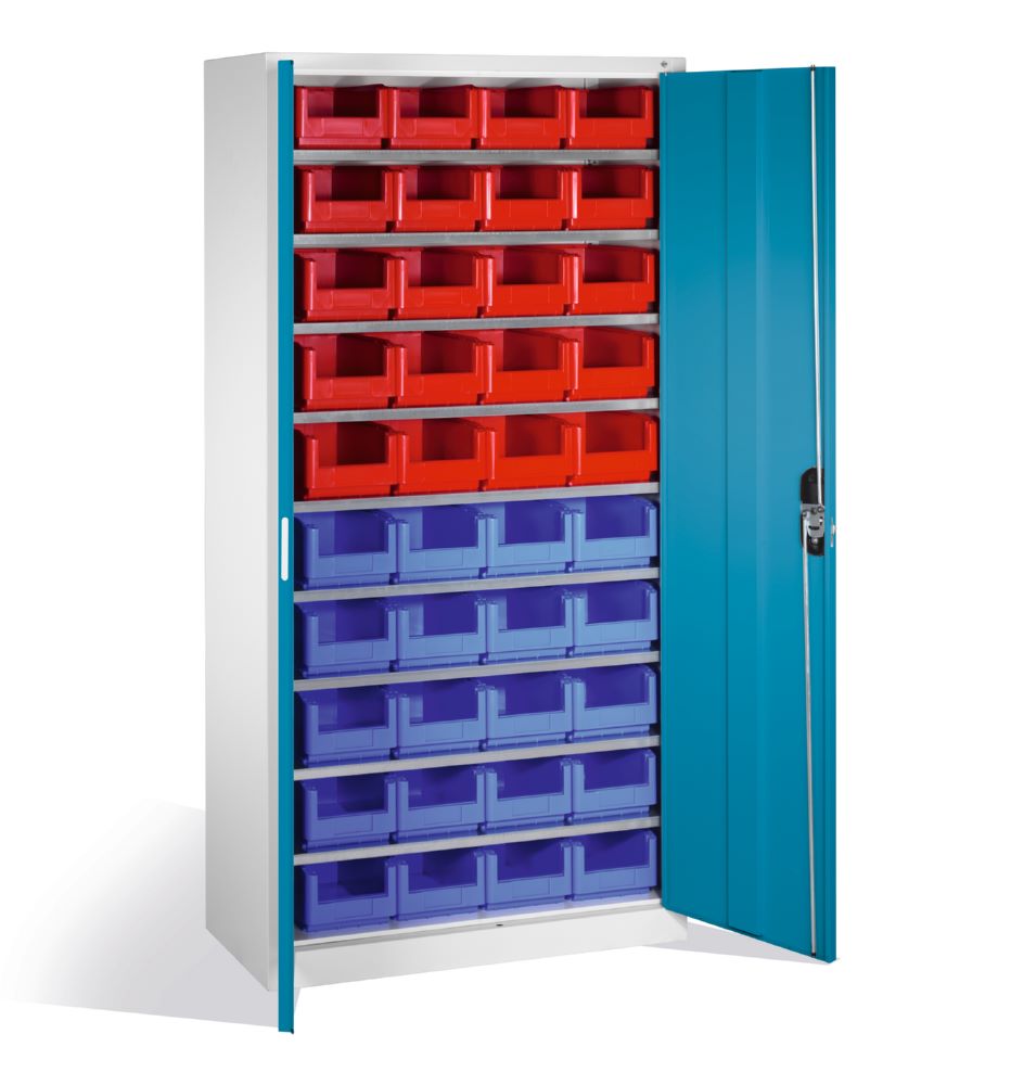 Produktbild C+P Großer Magazinschrank mit 40 Lagerkästen lichtblau 1000 x 420 x 1980 mm bild 2