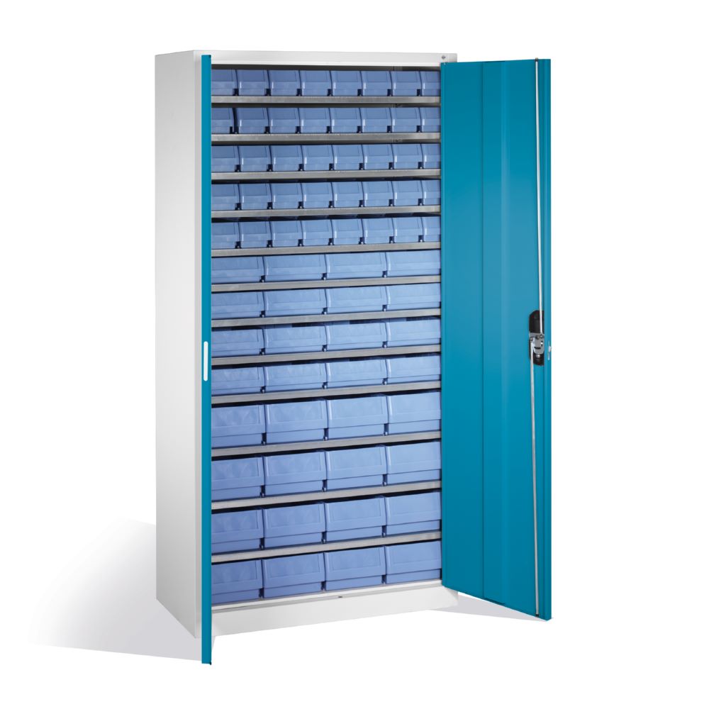 Produktbild C+P Magazinschrank mit 72 Sichtlagerkästen H 1980 mm lichtgrau lichtblau bild 2