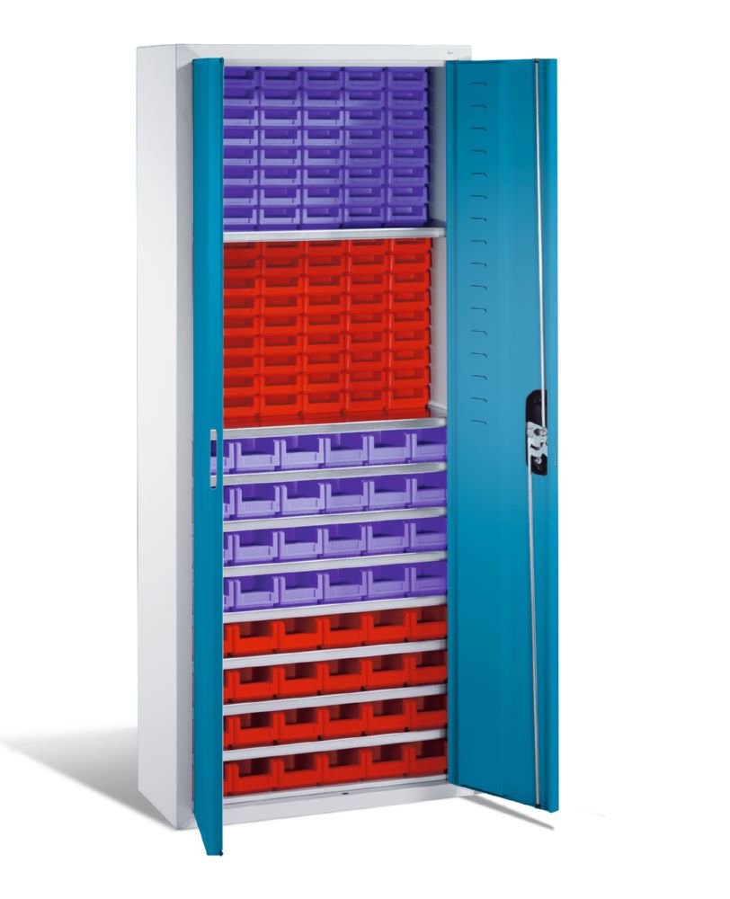Produktbild C+P Magazinschrank 138 Lagerkästen Stahltüren in lichtblau 700 x 300 x 1690 mm bild 2