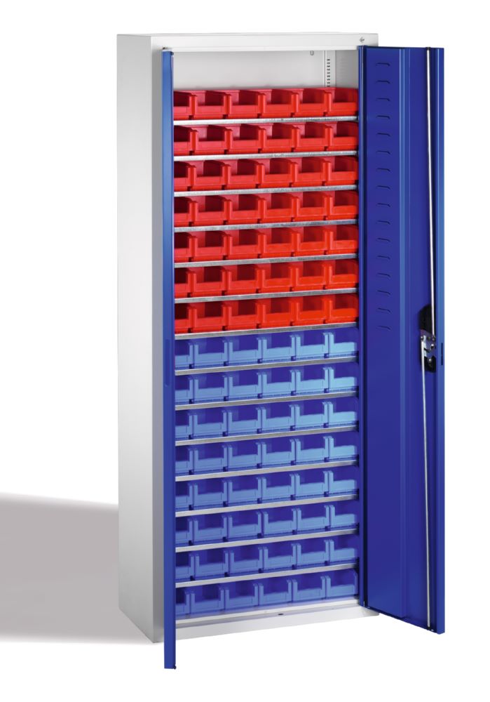 Produktbild C+P Magazinschrank Serie 13 mit 90 Lagerkästen lichtblau 700 x 300 x 1690 mm bild 2