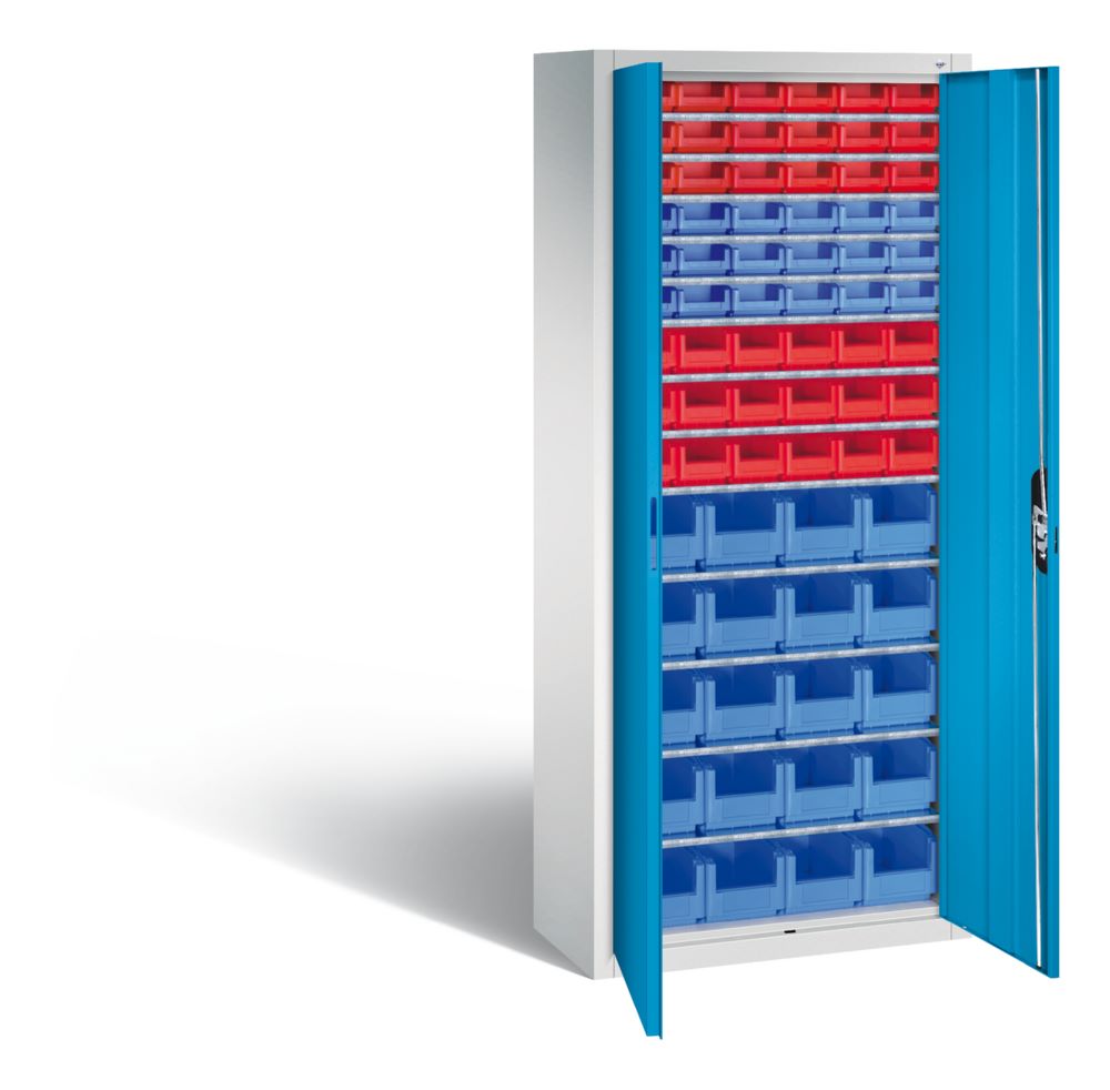 Produktbild C+P Magazinschrank Serie 13 mit 74 Lagerkästen lichtblau 700 x 300 x 1690 mm bild 2