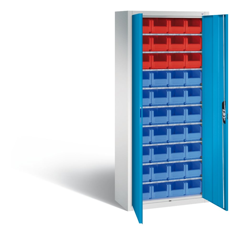 Produktbild C+P Magazinschrank aus Stahl mit Lagerkästen lichtblau 700 x 300 x 1690 mm bild 2