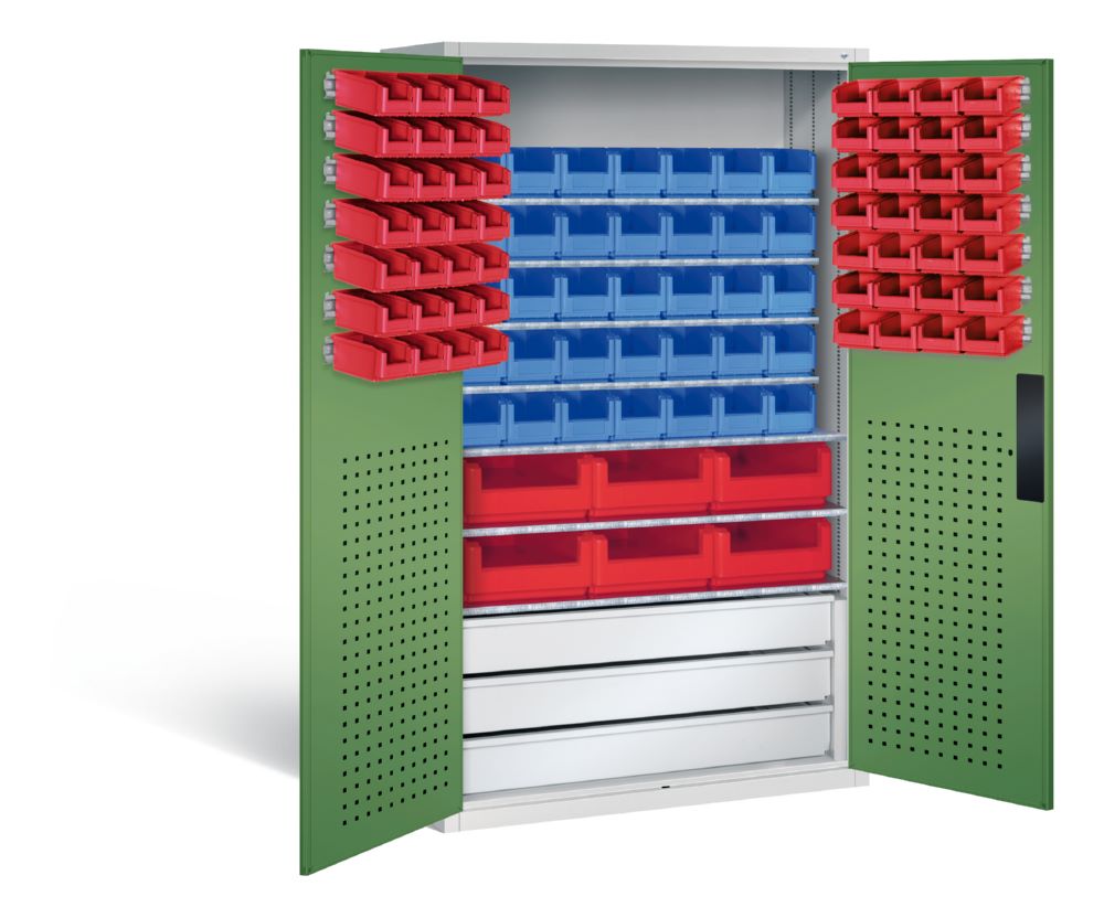 Produktbild C+P Magazinschrank mit 97 Sichtlagerkästen H 1950 lichtgrau resedagrün bild 2