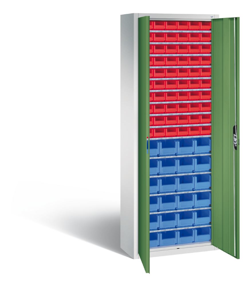 Produktbild C+P Magazinschrank mit 84 Lagerkästen Türen in resedagrün 700 x 300 x 1980 mm bild 2