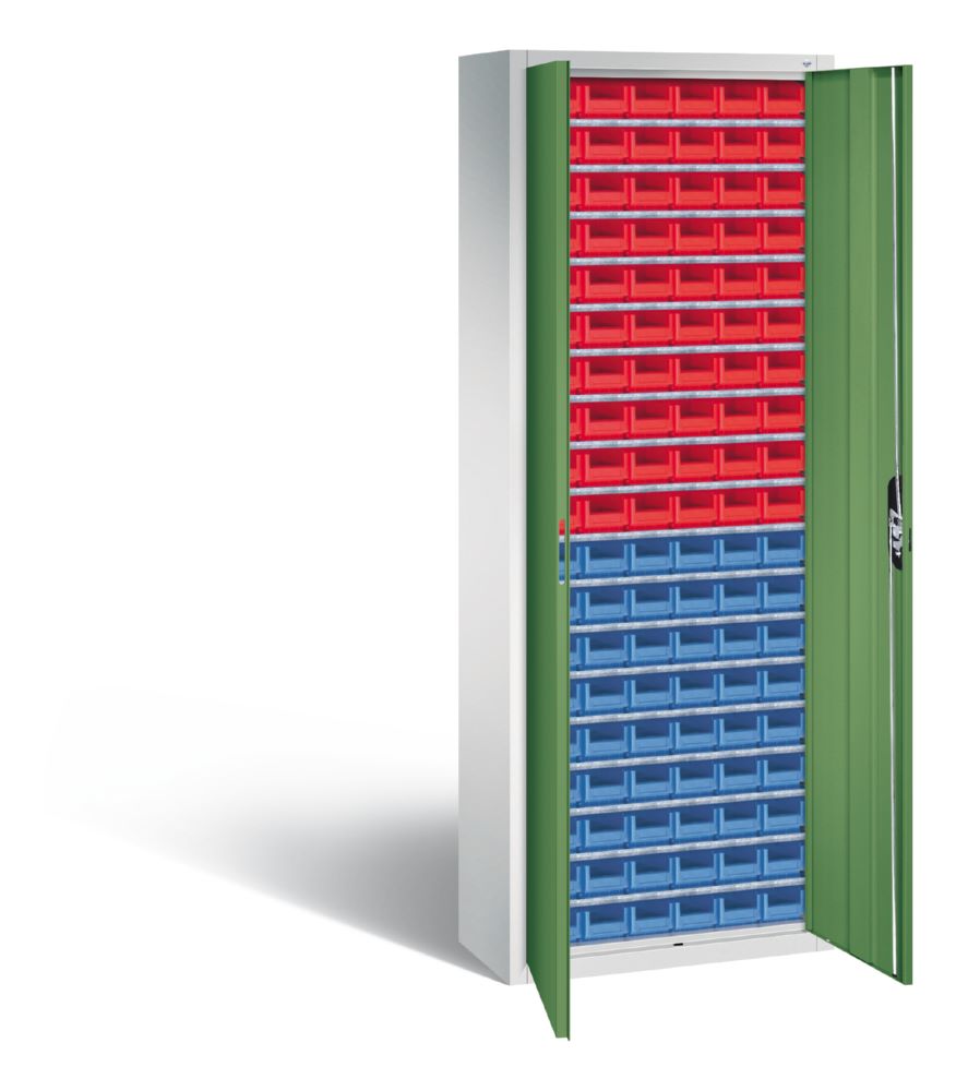 Produktbild C+P Magazinschrank aus Serie 13 mit 114 Lagerkästen resedagrün 700 x 300 x 1980 mm bild 2