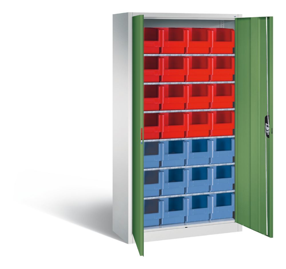 Produktbild C+P Magazinschrank 28 Lagerkästen Stahltüren in resedagrün 1000 x 420 x 1980 mm bild 2
