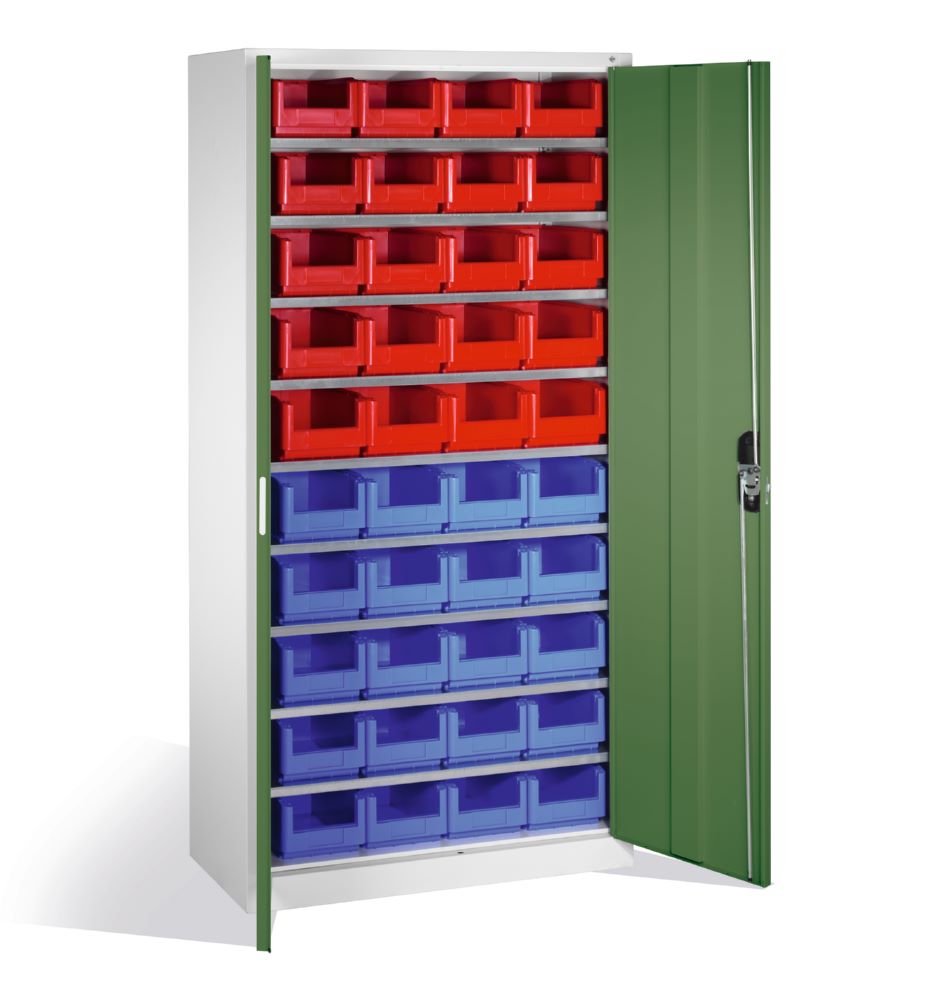 Produktbild C+P Großer Magazinschrank mit 40 Lagerkästen resedagrün 1000 x 420 x 1980 mm bild 2