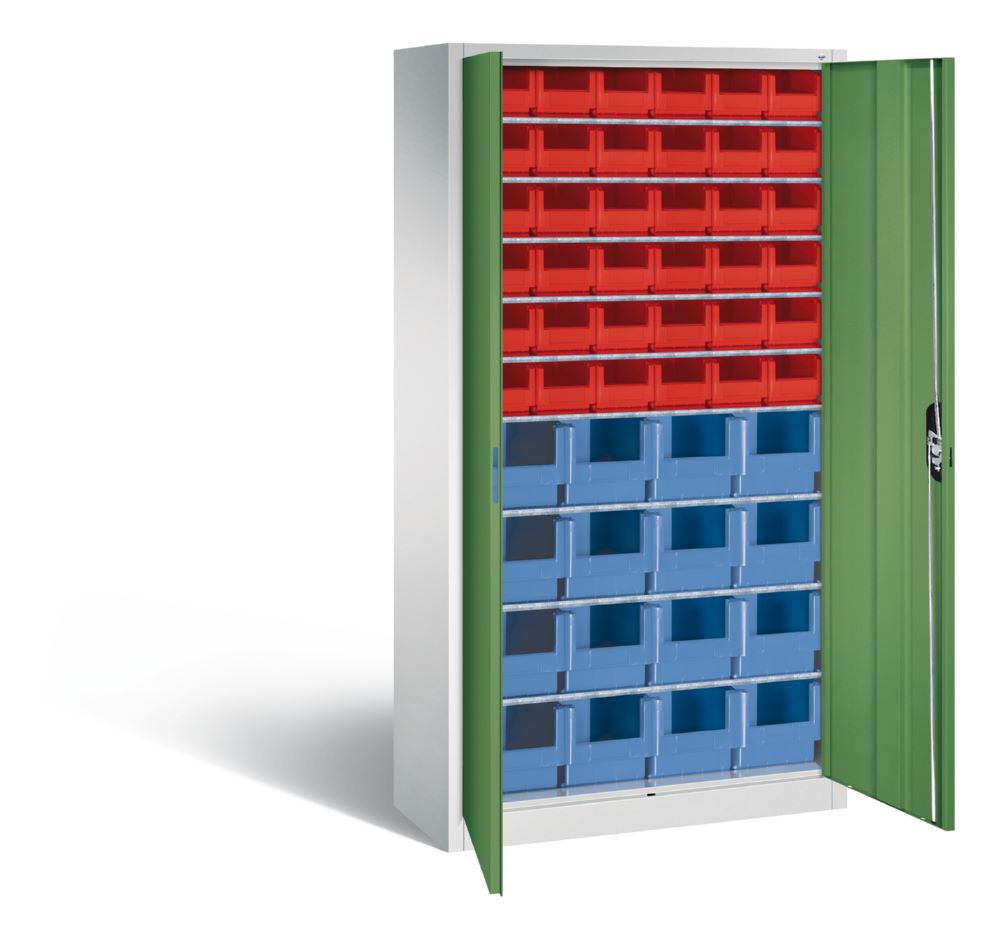 Produktbild C+P Magazinschrank mit 46 Lagerkästen resedagrün grau 1000 x 420 x 1980 mm bild 2