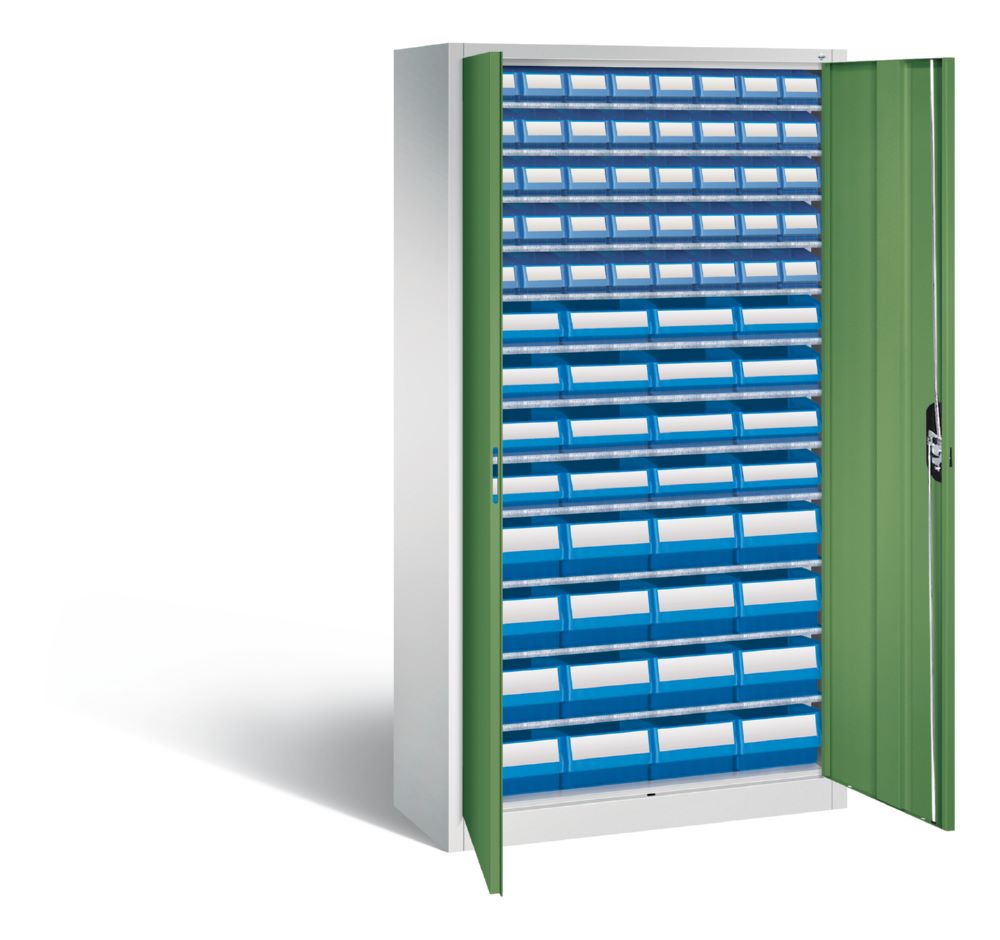 Produktbild C+P Magazinschrank mit 72 Sichtlagerkästen H 1980 mm lichtgrau resedagrün bild 2