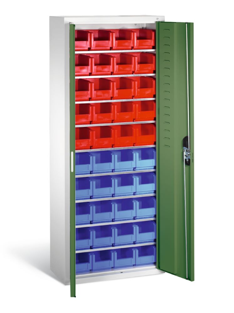 Produktbild C+P Magazinschrank mit 40 Lagerkästen resedagrün 700 x 300 x 1690 mm bild 2