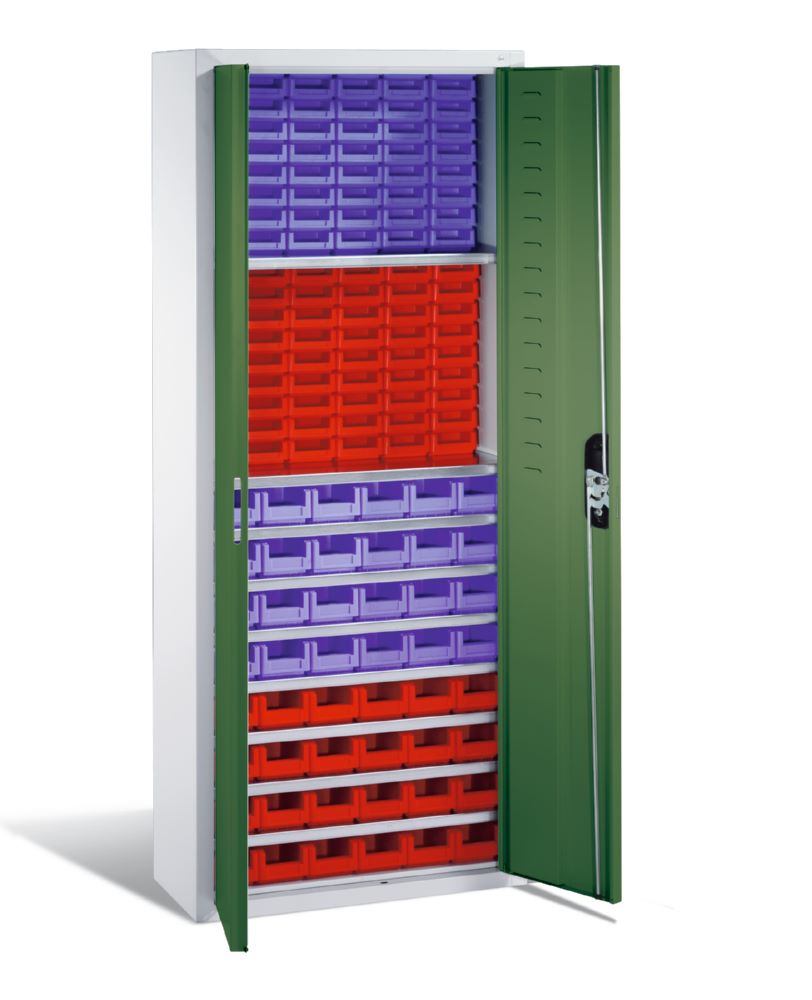 Produktbild C+P Großer Magazinschrank 138 Lagerkästen resedagrün grau 700 x 300 x 1690 mm bild 2