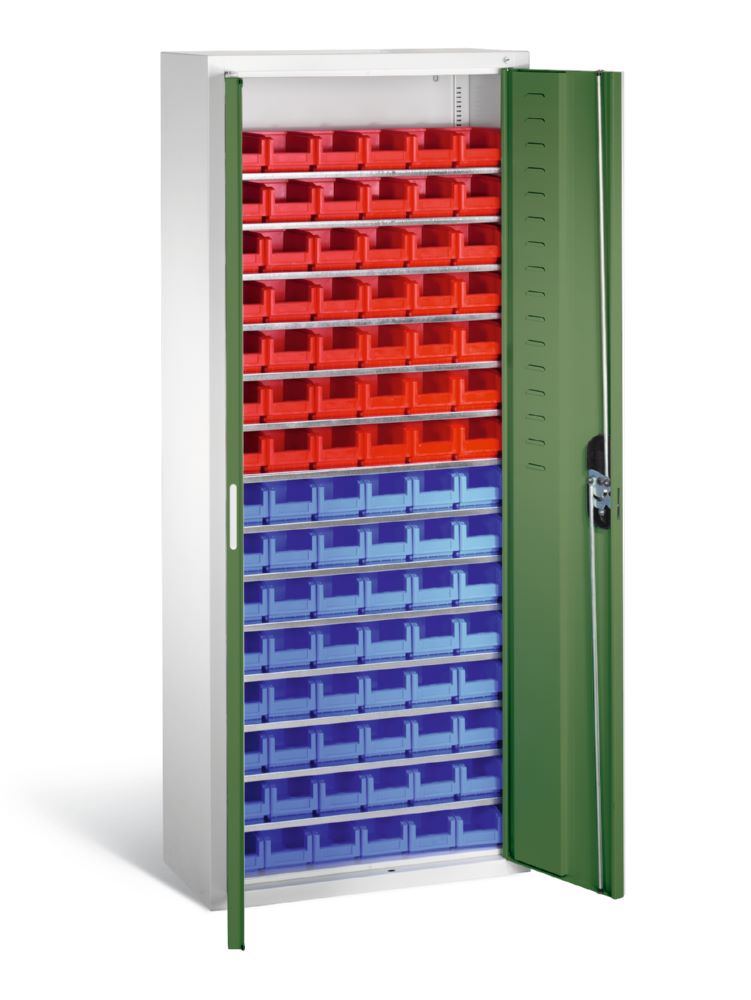 Produktbild C+P Magazinschrank aus Serie 13 mit 90 Lagerkästen resedagrün 700 x 300 x 1690 mm bild 2