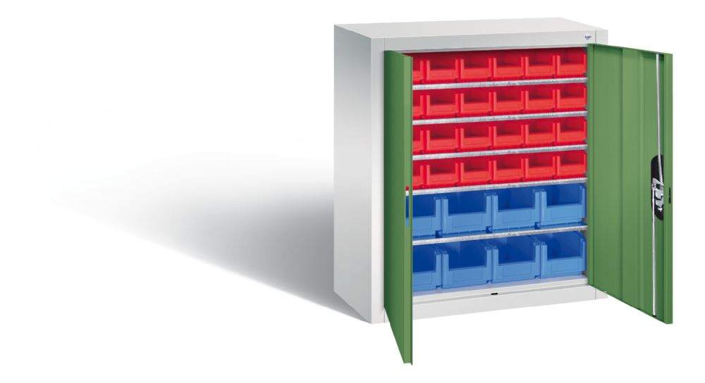 Produktbild C+P Magazinschrank mit 32 Lagerkästen 2 Türen in resedagrün 700 x 300 x 830 mm bild 2