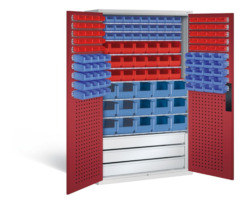 Produktbild C+P Magazinschrank 146 Sichtlagerkästen 1950 x 1100 x 535 mm lichtgrau rubinrot bild 2