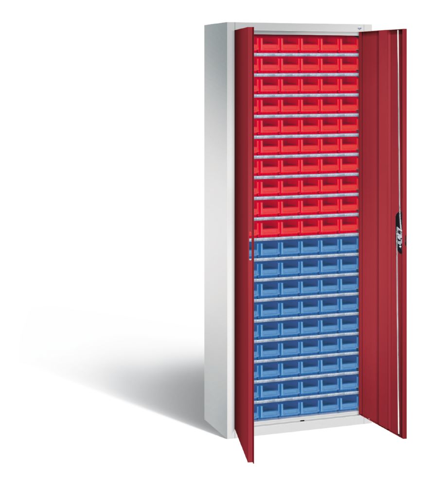 Produktbild C+P Magazinschrank aus der Serie 13 mit 114 Lagerkästen rubinrot 700 x 300 x 1980 mm bild 2