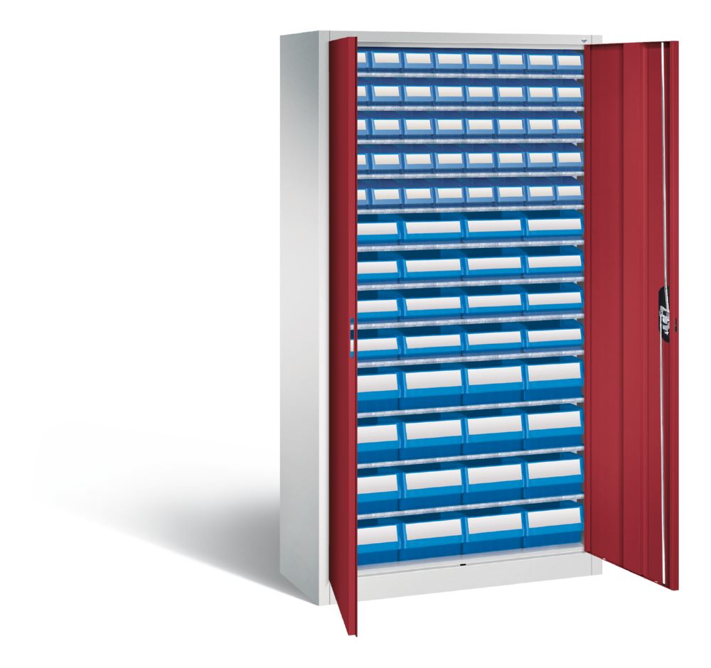 Produktbild C+P Magazinschrank mit 72 Sichtlagerkästen H 1980 mm lichtgrau rubinrot bild 2