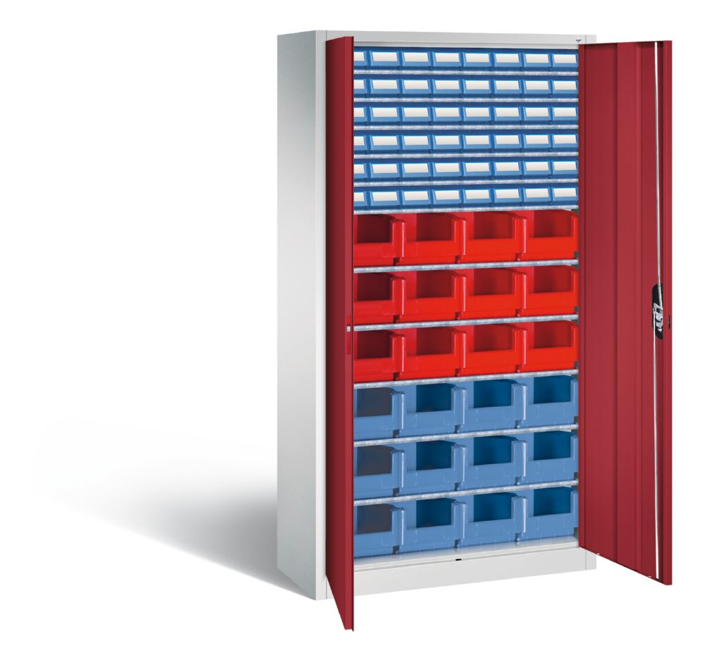 Produktbild C+P Magazinschrank 72 verschiedene Sichtlagerkästen rubinrot 1000 x 420 x 1980 mm bild 2