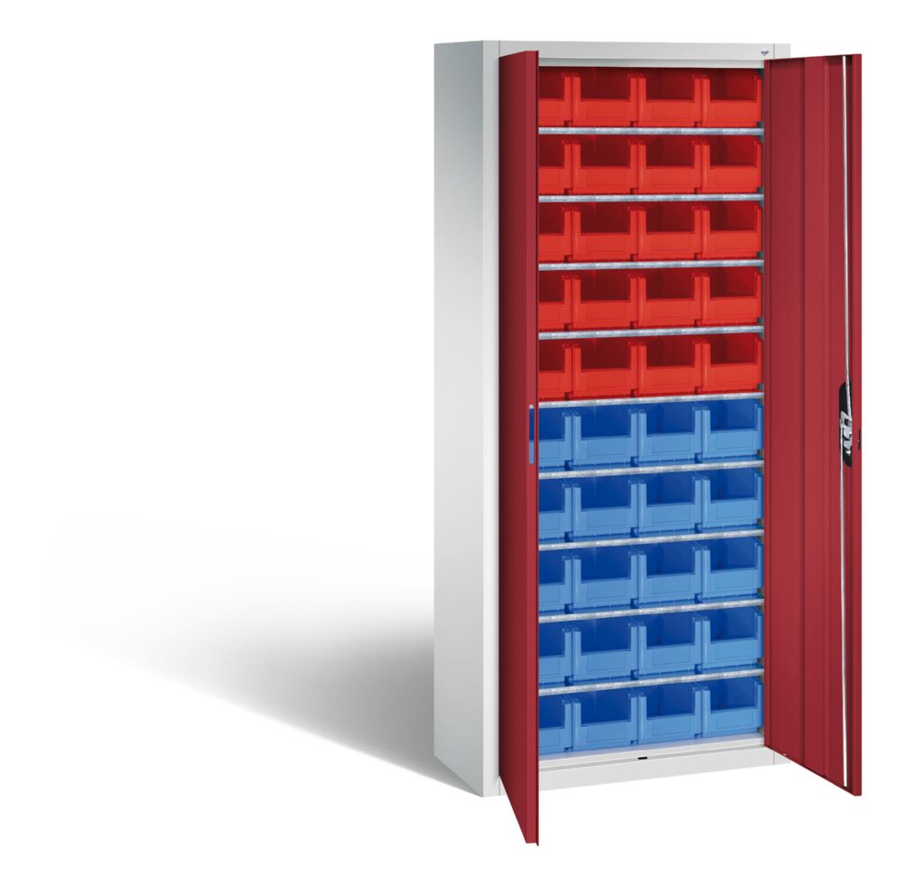 Produktbild C+P Magazinschrank mit 40 Sichtagerkästen rubinrot 700 x 300 x 1690 mm bild 2