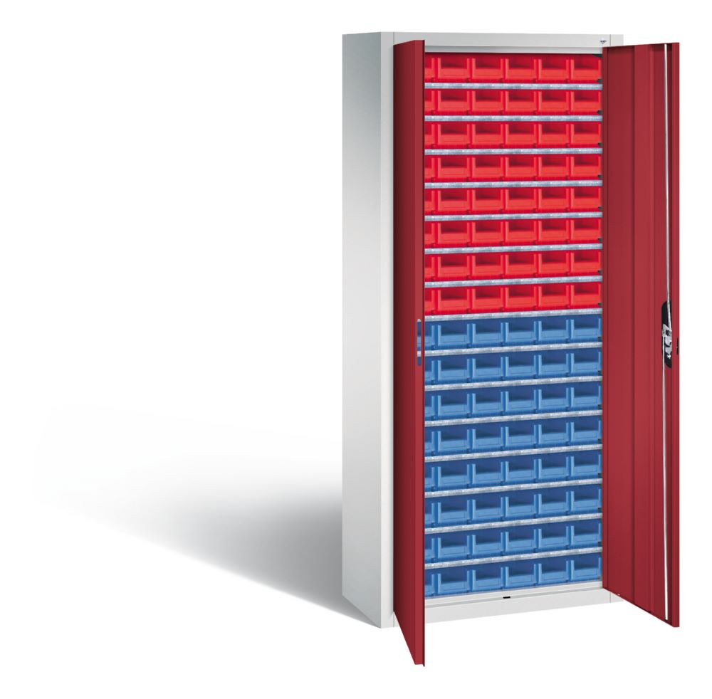 Produktbild C+P Magazinschrank Serie 13 mit 96 Lagerkästen rubinrot 700 x 300 x 1690 mm bild 2