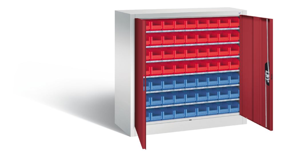 Produktbild C+P Magazinschrank mit verschiedenen Lagerkästen rubinrot 1000 x 420 x 1000 mm bild 2