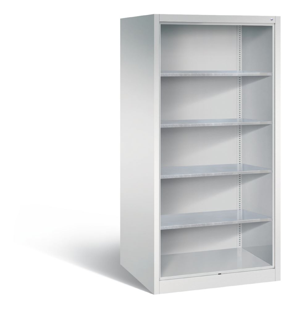 Produktbild C+P Fächerregal Serie 89 4 verzinkte Einlegeböden lichtgrau 930 x 800 x 1950 mm