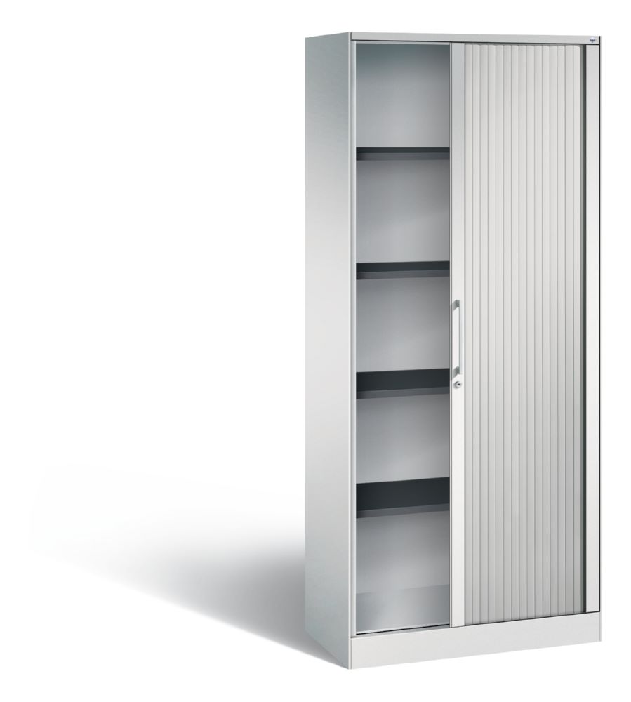 Produktbild C+P Großer Rollladenschrank Asisto mit Stahlböden lichtgrau 800 x 435 x 1980 mm bild 2