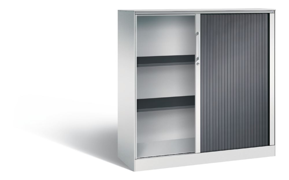 Produktbild C+P Breiter Rollladenschrank Asisto 2 Böden lichtgrau grau 1200 x 435 x 1310 mm bild 2