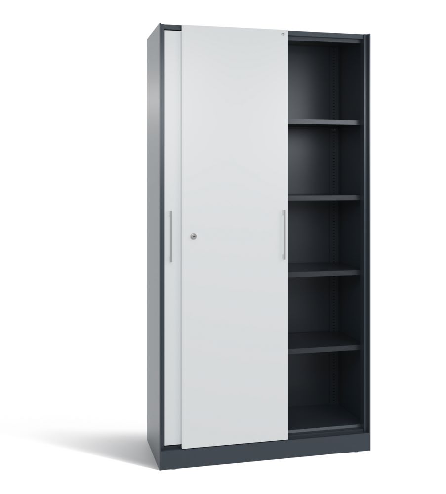 Produktbild C+P Schiebetürenschrank Asisto mit Doppeltüren lichtgrau 1000 x 435 x 1980 mm bild 2