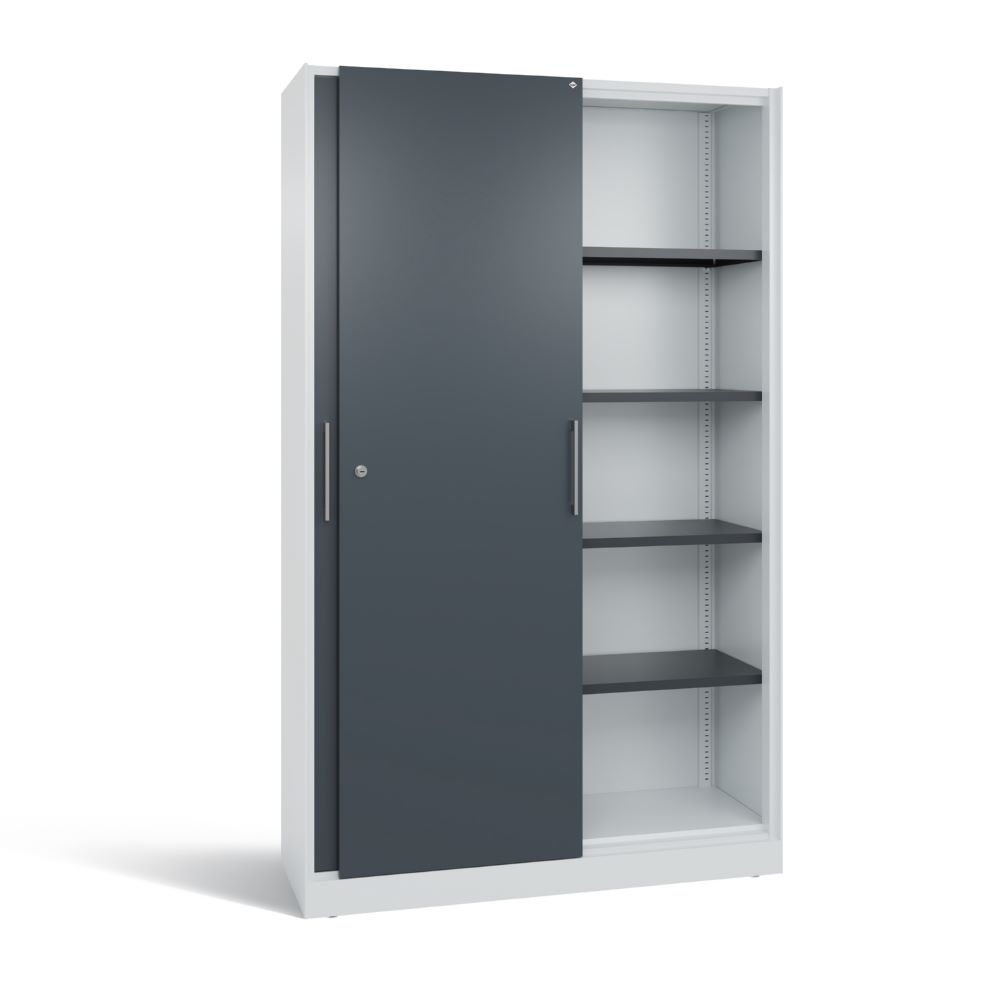 Produktbild C+P Schiebetürenschrank Asisto 1980 x 1200 x 435 mm lichtgrau anthrazit bild 2