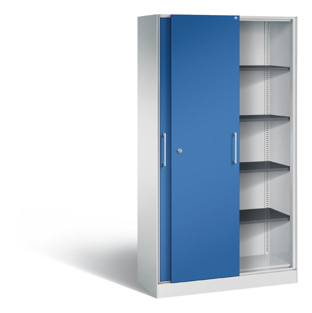 Produktbild C+P Schiebetürenschrank Asisto flexible Fächer enzianblau 1000 x 435 x 1980 mm bild 2