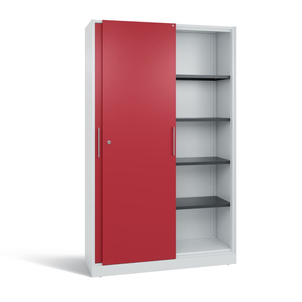 Produktbild C+P Schiebetürenschrank Asisto 1980 x 1200 x 435 mm lichtgrau rubinrot bild 2