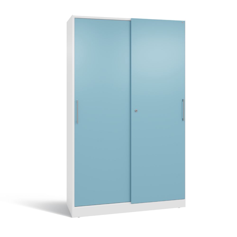 Produktbild C+P Schiebetürenschrank Asisto 1980 x 1200 x 435 mm weiß horizontblau