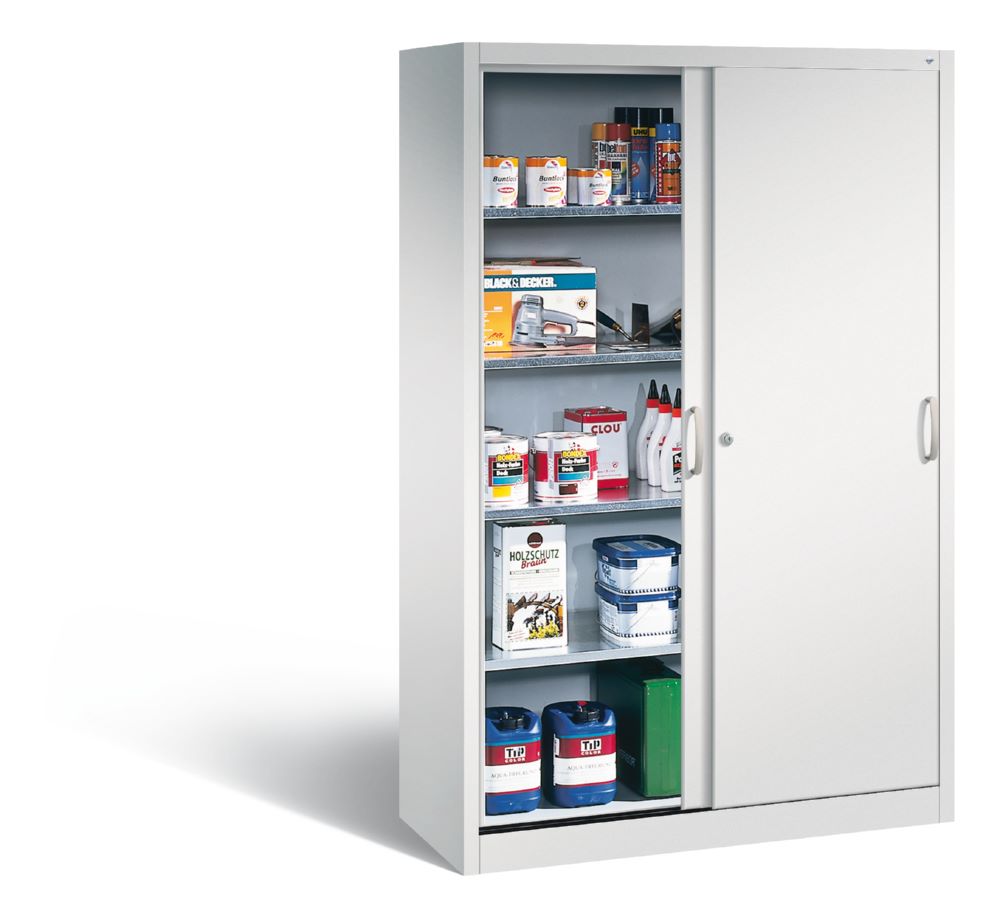 Produktbild C+P Schiebetürenschrank Acurado 4 große Fachböden lichtgrau 1200 x 500 x 1950 mm bild 3