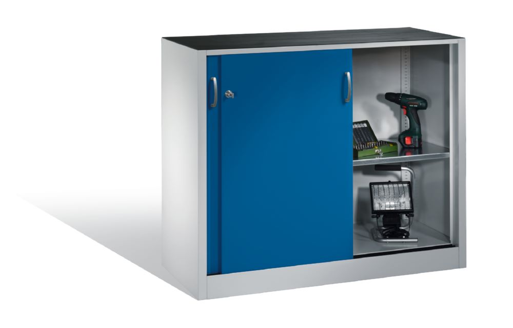 Produktbild C+P Schiebetürenschrank Acurado 2000 1 Fachboden enzianblau 1200 x 400 x 1000 mm bild 3