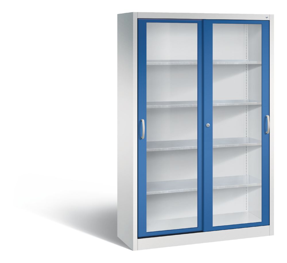 Produktbild C+P Werkzeug Schiebetürenschrank Acurado 2000 H 1950 mm lichtgrau enzianblau