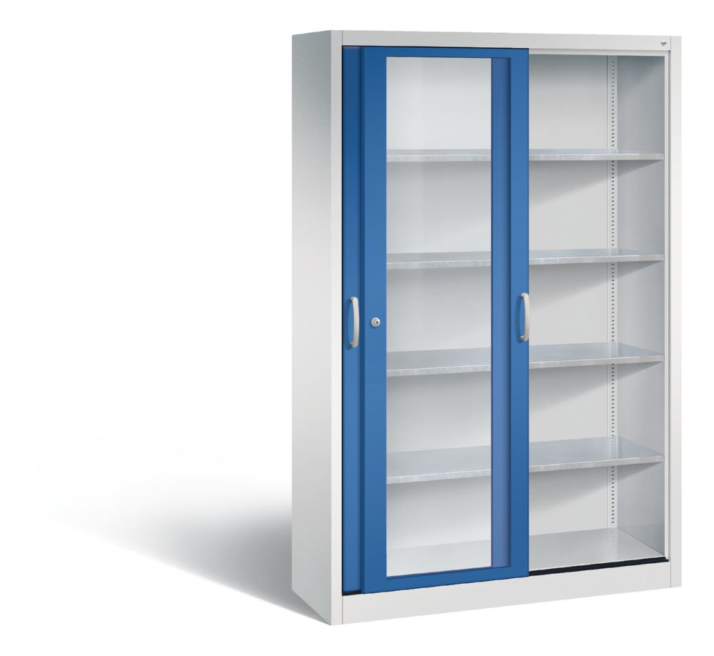 Produktbild C+P Werkzeug Schiebetürenschrank Acurado 2000 H 1950 mm lichtgrau enzianblau bild 2