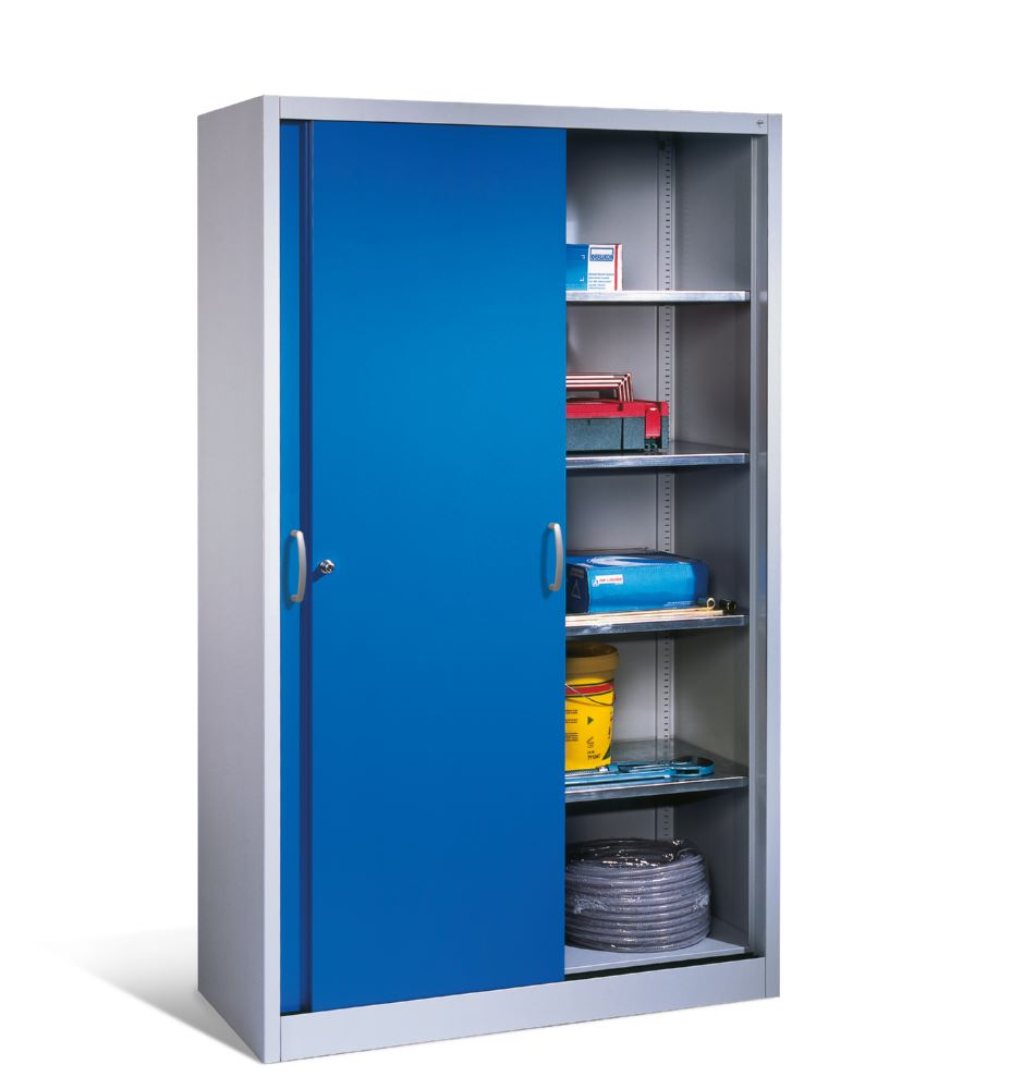 Produktbild C+P Schiebetürenschrank Acurado 2000 1950 x 1200 x 500 mm lichtgrau enzianblau bild 3