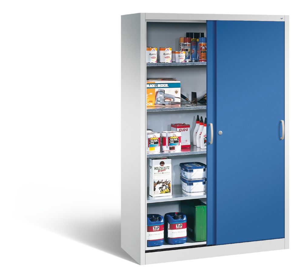 Produktbild C+P Schiebetürenschrank Acurado 4 große Fachböden enzianblau 1200 x 500 x 1950 mm bild 3