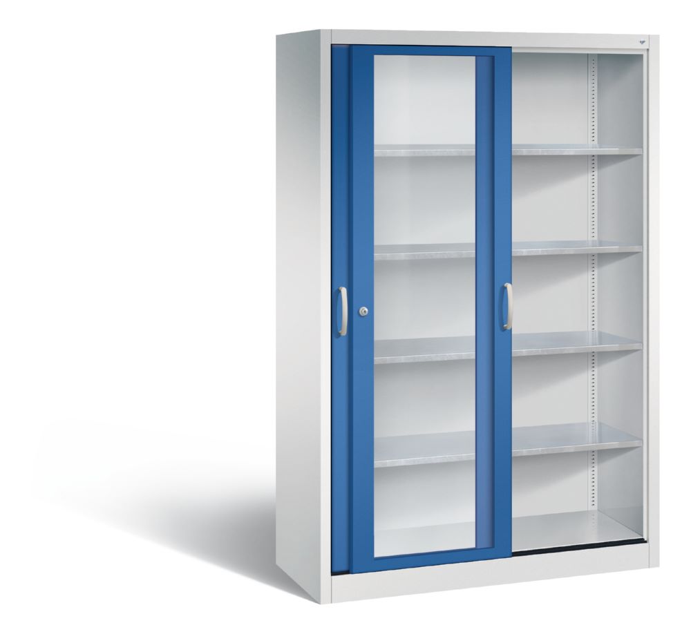 Produktbild C+P Werkzeug Schiebetürenschrank Acurado 2000 H 1950 mm lichtgrau enzianblau bild 2
