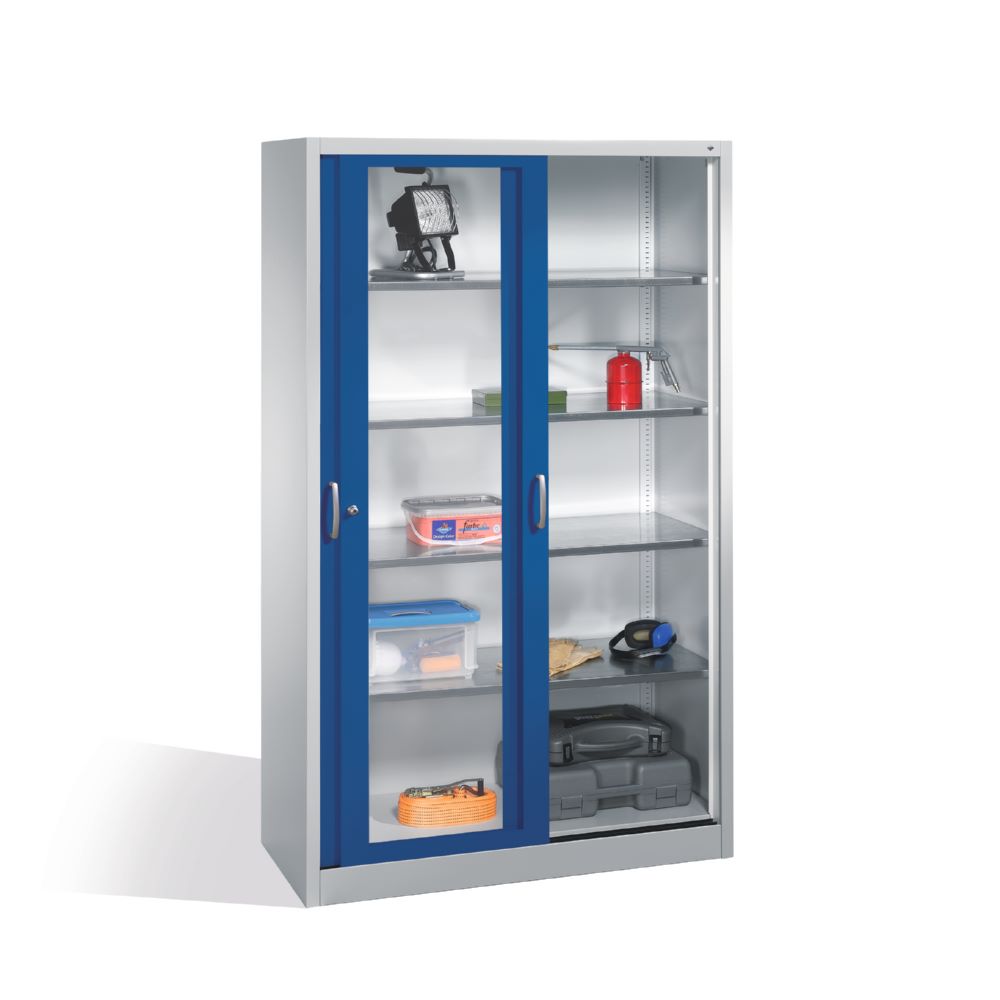 Produktbild C+P Werkzeug Schiebetürenschrank Acurado 2000 H 1950 mm lichtgrau enzianblau bild 3