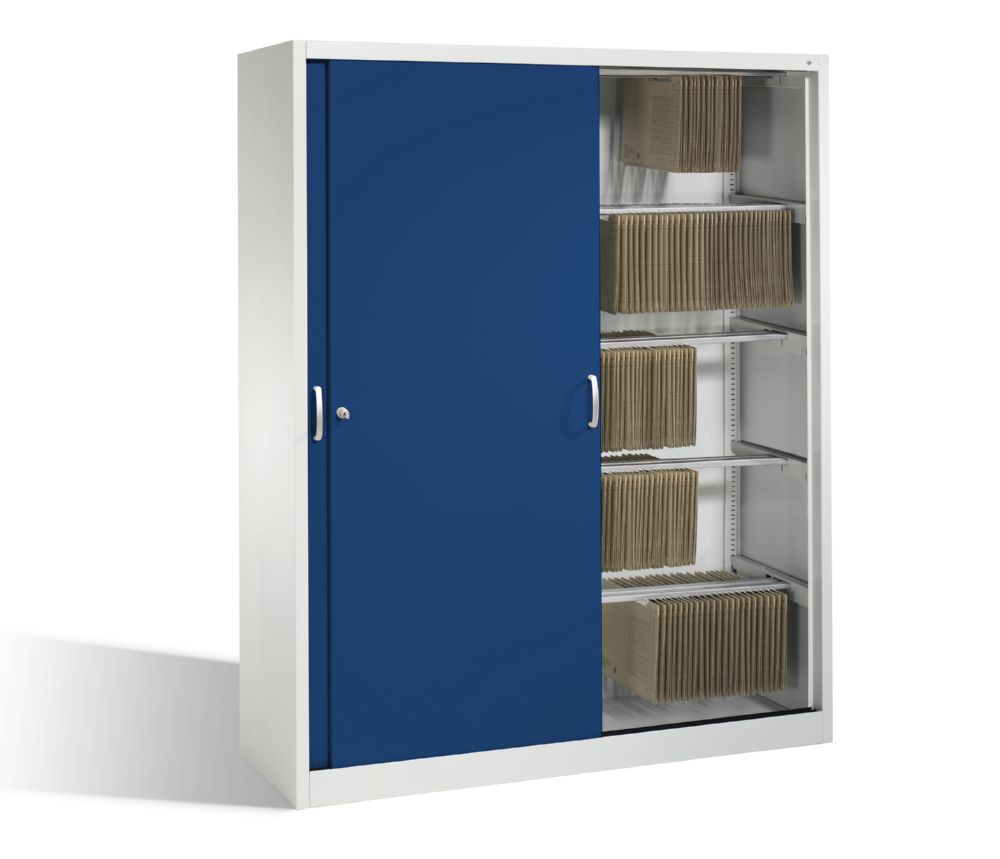 Produktbild C+P Schiebetürenschrank Acurado 2000 1950 x 1600 x 500 mm lichtgrau enzianblau bild 3