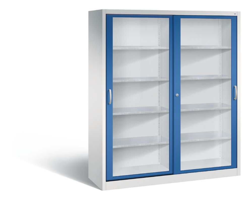 Produktbild C+P Schiebetürenschrank Acurado 2000 1950 x 1600 x 500 mm lichtgrau enzianblau